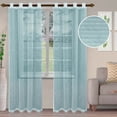 thumbnail image 5 of BNM Boho Rustic Striped Sheer Curtains, Set of 2, 52" x 63", Baby Blue, 5 of 5