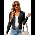 thumbnail image 3 of Cárdigan de Punto con Cuello en V, Larga y Botones para Mujer, Color Negro, Talla M, 3 of 9