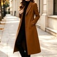 thumbnail image 4 of IUYRTFE Women's Long Lapel Collar Coat Casual Solid Color Overcoat with Pockets, 4 of 9