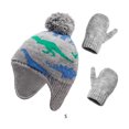 thumbnail image 4 of Minnieouse Sombrero Guantes Kit Diseño de orejeras Manoplas de punto para niños con patrones de dinosaurios Animal Accesorios de invierno Regalo de Año Sombreros gris azul verde S 1-2 ans Minnieouse AP009413-25B, 4 of 6
