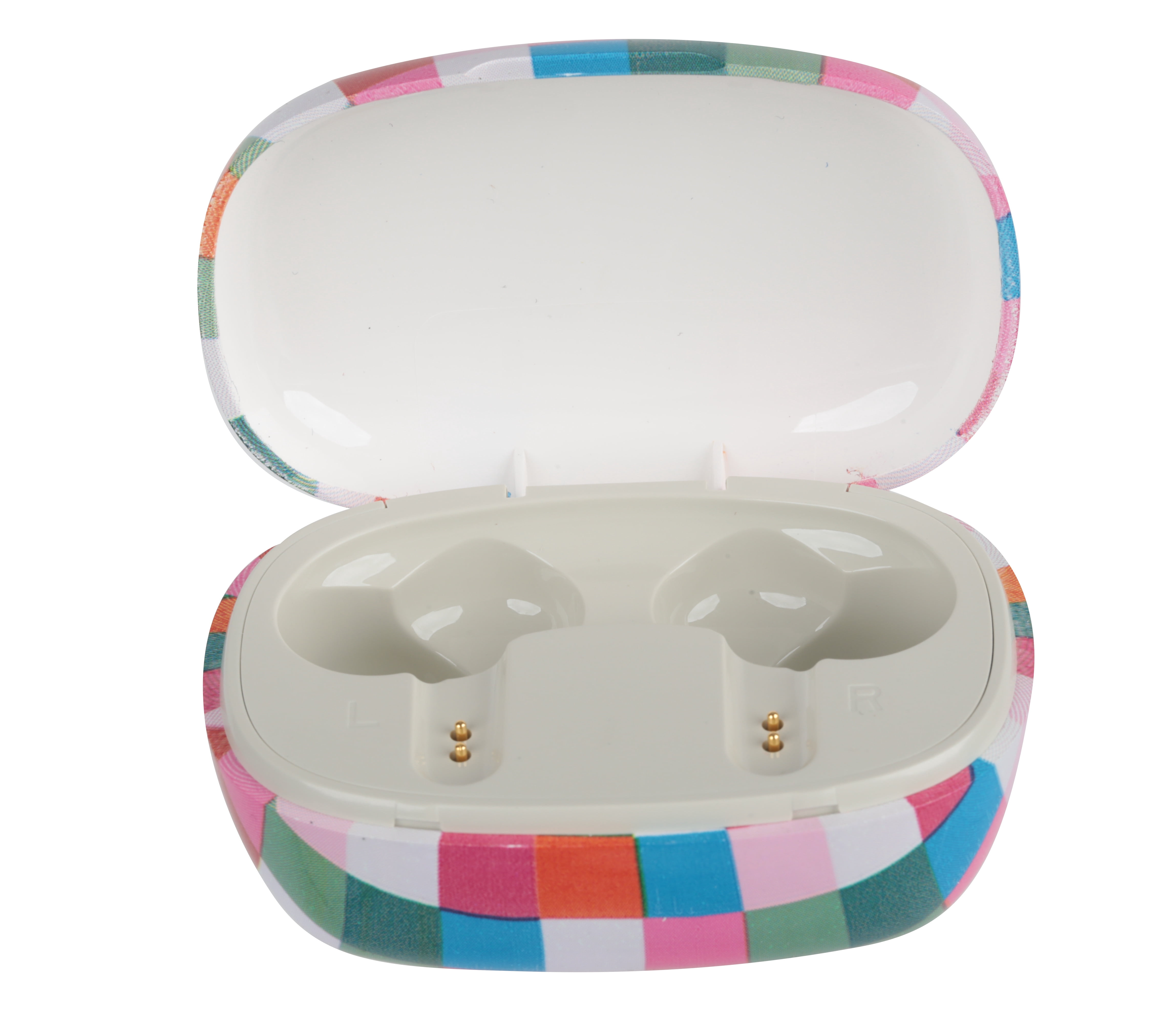 Wireless Bluetooth Earbuds with Charging Case and 20 Hours Playtime, Squares Pattern