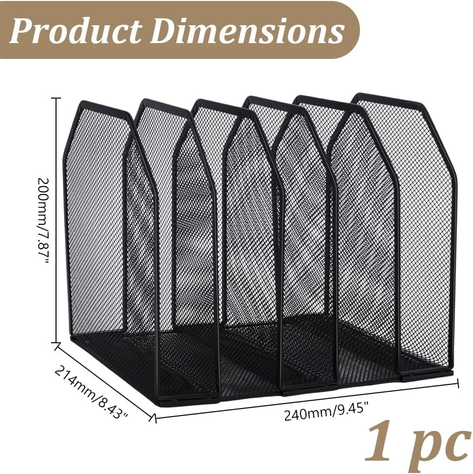 1 Pc Metal 5 Section File Folder Organizer for Desk Black Detachable Book Stand File Holder Organizer Vertical Desktop Organizers
