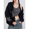 thumbnail image 5 of LMLYSoH Women's Autumn Casual Hooded Coat Long Sleeve Star Print Zip Up Drawstring Hoodie, 5 of 9