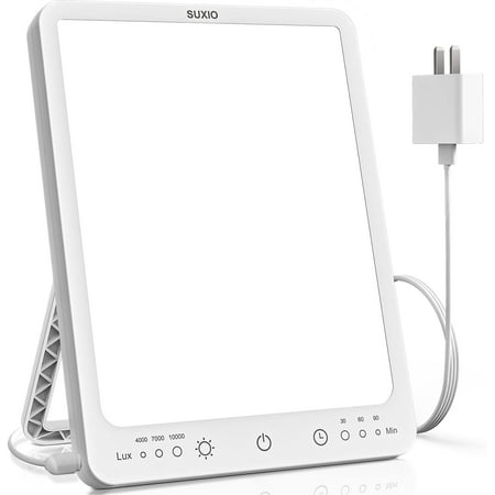 SUXIO Light Therapy Lamp - 10000 Lux Therapy Light Lamp, 3 Timing & Mode Sunlight Lamp, Memory Function Daylight Lamp, Portable Light Box Therapy Use As Lift Mood, Happy Lamp for Home/Office/Travel