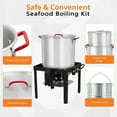 thumbnail image 3 of Aoile 100 Qt Seafood Boil Pot with Basket & Burner, 110000 BTU Propane Jet Burner & Lifting Hook with 10 Psi Regulator for Outdoor Cooking, Silver & Black, 3 of 9