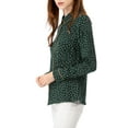 thumbnail image 5 of INSPIRE CHIC Women's Printed Long Sleeve Piped Button Down Shirts S Green, 5 of 8