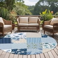 thumbnail image 4 of Blue Floral Round Area Rug 8Ft Washable Large Circle Rugs for Living Room Dorm, Spring Flowers Plants Patchwork Grid Bohemia Non-Slip Carpet Floor Mats Indoor Outdoor Carpet Runner Home Decor, 4 of 8