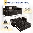 thumbnail image 2 of FFH 65" 3-in-1 Convertible Futon Sofa Bed, Velvet Sleeper Sofa with Pull Out Bed, 5-Level Adjustable Backrest, USB Ports, Table Board and Storage, Black, 2 of 11