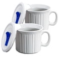 thumbnail image 2 of CorningWare 2-Pack 20oz Ceramic Meal Mugs with BPA-Free Vented Lids, French White, 2 of 4