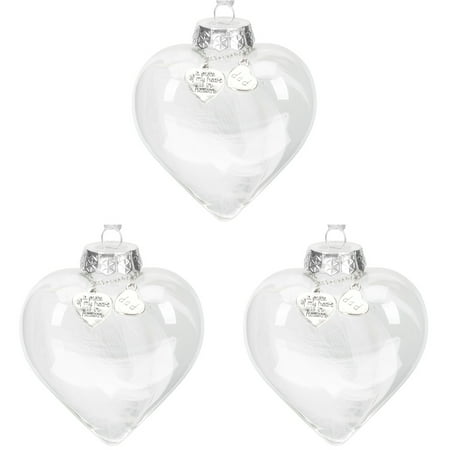 

NUOLUX 3pcs Relatives Memorial Hanging Decor Heart Shape Plume Ball Pendant Christmas Decor