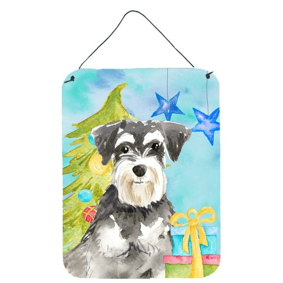 Christmas Tree Schnauzer 2 Wall or Door Hanging Prints