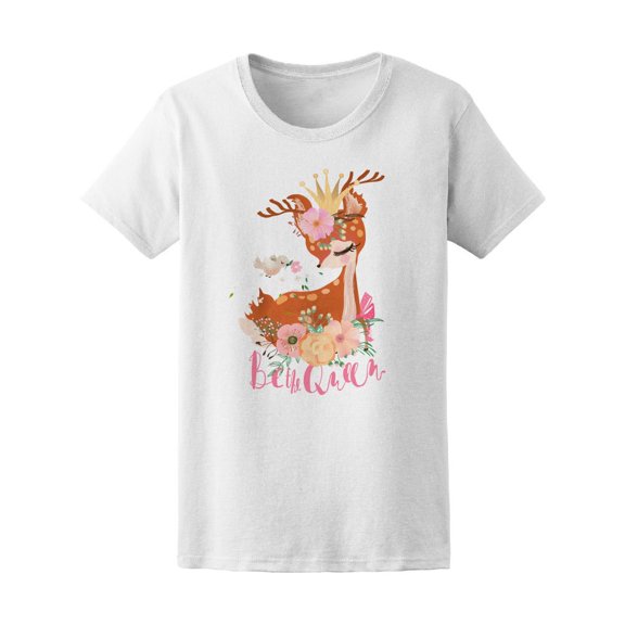Cute Deer With Floral Wreath Tee Women's -Image by Shutterstock