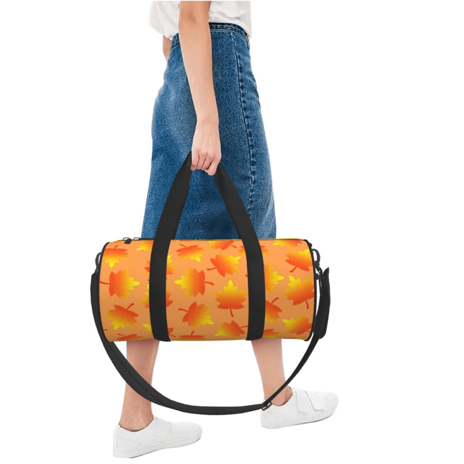 Vsdgher Fall Maple Leaves 45L Foldable Duffel Bag, Sports Gym Bag,Overnight Bag, Portable Weekender Bag for Airplanes