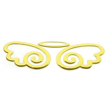 Flying Spaghetti Monster Emblem - Unique Bargains Car Auto Self Adhesive Flying Angel Wings Emblem Sticker Gold Tone