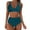 Blue, variant on Women High Waisted Bikini Sets Tummy Control Swimsuits Color Block Two Piece Drawstring Bathing Suit (Beige,S)