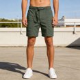 thumbnail image 2 of Tsesme Men's Shorts Button Elastic Waist Loose Casual Shorts with Zipper Pocket Summer Lightweight Outdoor Fitness Shorts ,Green,M, 2 of 6