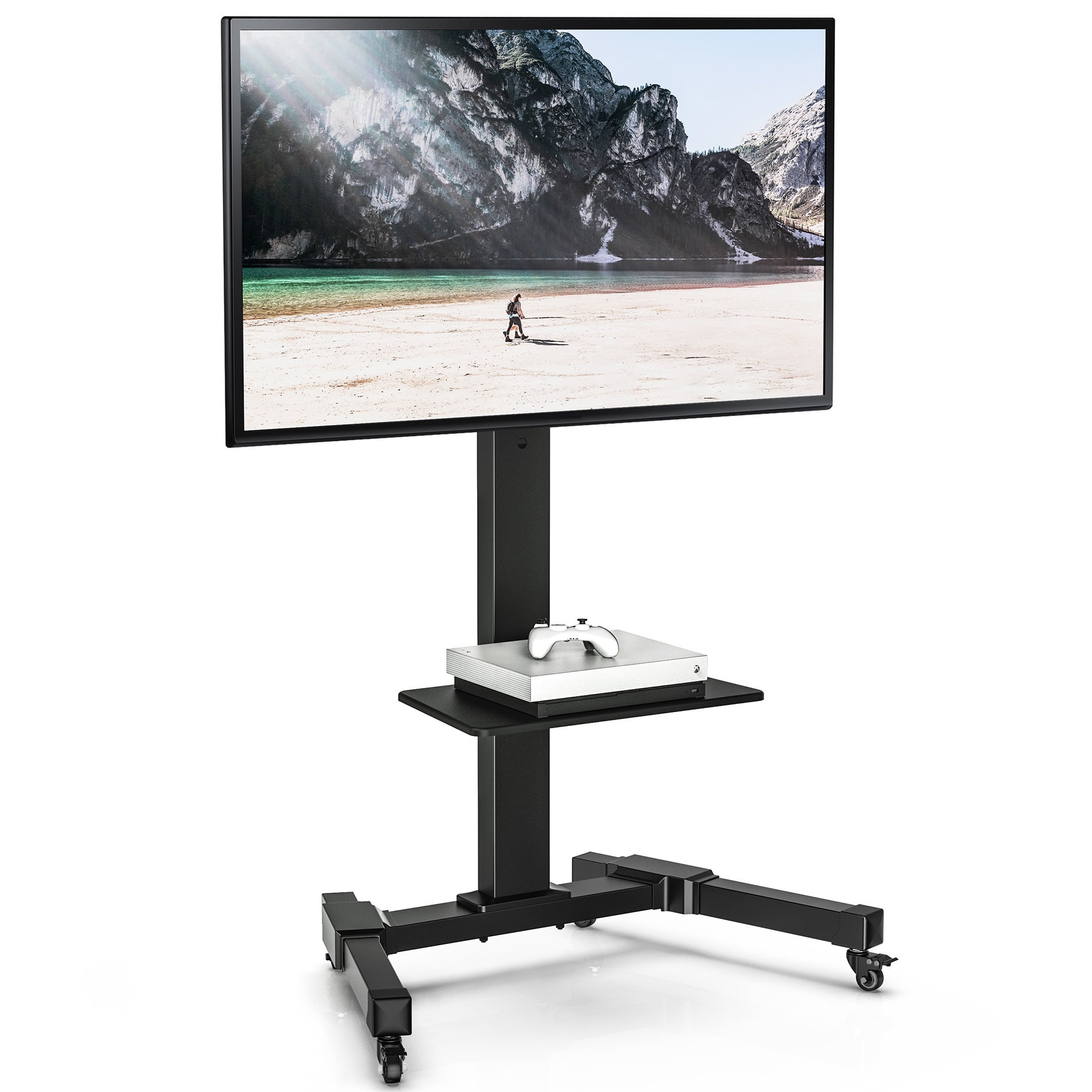 Fitueyes Mobile Swivel Tv Stand Trolley Height Adjustable For To My
