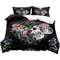 thumbnail image 2 of 3PCS Pink Mushroom Moth Skull Duvet Cover King Bedding Set, Snake Butterfly Sun and Moon Phase Constellation Galaxy Celestial Witchy Aesthetic Black Comforter Quilt Cover, 2 Pillow Cases, 2 of 7