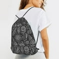 thumbnail image 6 of XMXT Unisex Drawstring Backpack for Women Men, Abstract Line Graffiti Waterproof Gym Bag String Bags for Shopping Sport Travel, s, 6 of 8