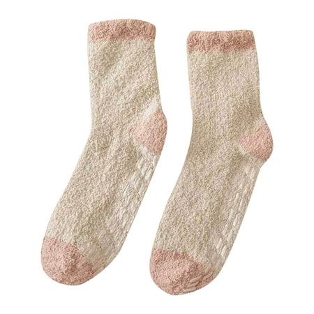 

LBECLEY Top for Winter Women Autumn and Winter Soild Color Coral Warm Thick Home Socks Stockings with Line Socks for Women D One Size