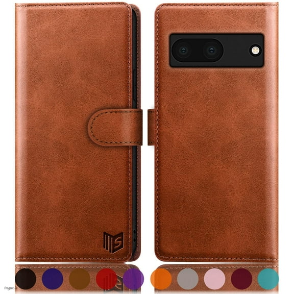 SUANPOT For Google Pixel 7A Wallet Case with RFID Blocking Credit Card Holder,Light Brown