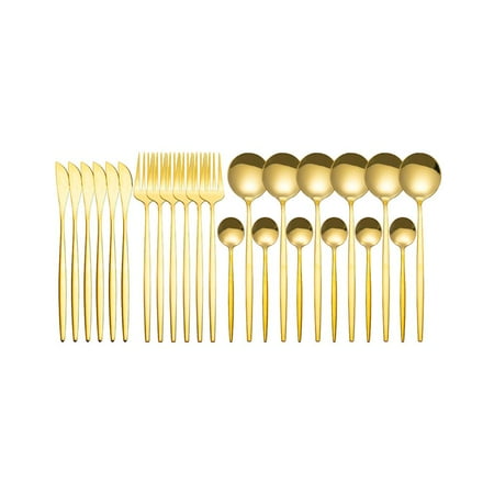 

24 Pcs Cutlery Set Rust-proof Tableware Set Accessory Lightweight Stainless Steel Tableware Set Easy-washing Flatware Kit for Hotel Home