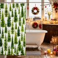 thumbnail image 3 of Manfei Christmas Tree Waterproof Shower Curtain 72Wx72L Pine Bathroom Curtain, Navy Silver, 3 of 5