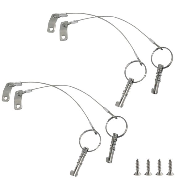 4 Pcs Goupille de Libération Rapide en Acier Inoxydable 316 Matériel Marin Diamètre 1/4 Pouces avec Camion Goutte et Ressort - Lanière Empêche la Perte Goupille Supérieure Bimini avec Plus Rapide