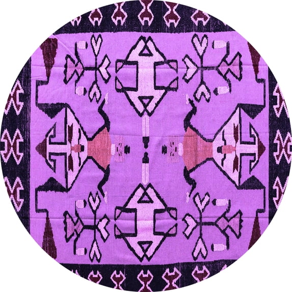 Ahgly Company Indoor Round Abstract Purple Modern Area Rugs, 5' Round