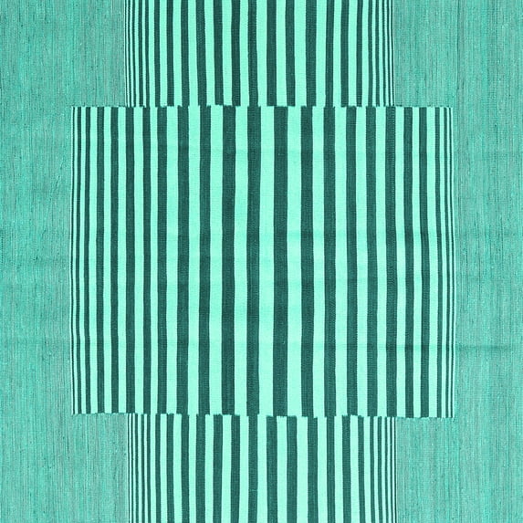 Ahgly Company Indoor Square Abstract Turquoise Blue Contemporary Area Rugs, 5' Square