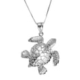 thumbnail image 2 of 14k white gold Hawaiian sea ocean turtle honu pendant extra shiny large, 2 of 3