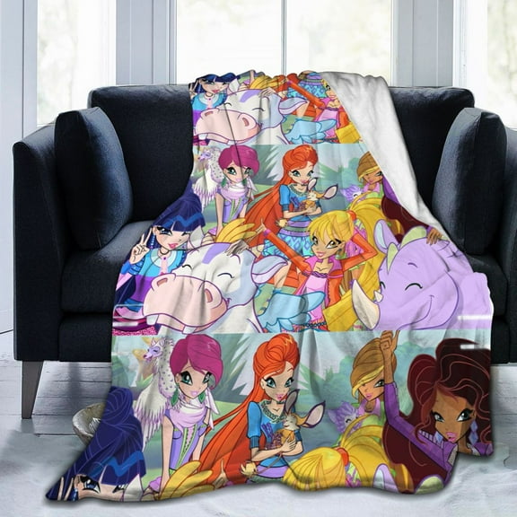 Winx Club Cartoon blanket, super soft, cozy and warm flannel blanket for bed, sofa, and daybed.
