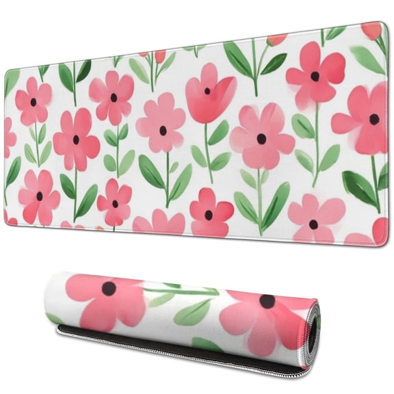 Long Mouse Pads for Desk,Pioneer Flower Floral Print Pattern Desk Mats on Top Of Desks, Desk Mouse Pad Extra Large with 3mm Non-Slip Base and Stitched Edge for Gaming,Office,Work,Home 31.5"x11.8"