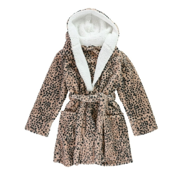 P.J. Salvage Womens Hooded Animal Fleece Robe, Pink, Small
