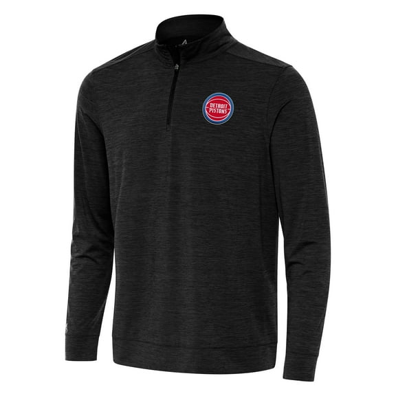 Men's Antigua Heather Black Detroit Pistons Bright Quarter-Zip Top