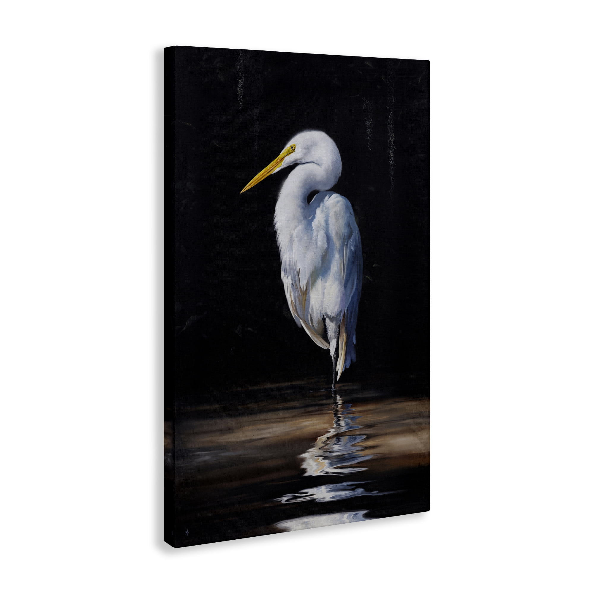 Stupell Industries Balancing Egret Bird Animals Painting Wrapped Canvas Art Print Wall Art, 20 x 30