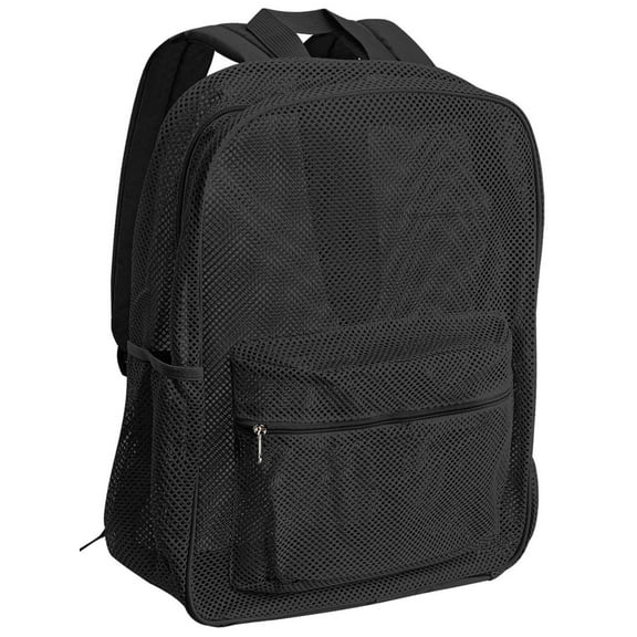 Deago Heavy Duty Mesh Backpack, See Through College Backpack with Padded Shoulder Straps for Commuting, Swimming, Beach, Outdoor Sports (Black)