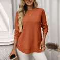 thumbnail image 2 of vigerkar Womens Tops Crewneck Long Sleeve Waffle Knit Solid Color Shirts Loose Casual Tunic Tops (Coffee, XXL), 2 of 7