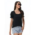 thumbnail image 5 of Womens Summer Tops Casual Square Neck Short Sleeve T Shirts, 5 of 6