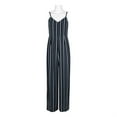 thumbnail image 6 of Laundry Spaghetti Strap Concealed Zipper Back Stripe Print Crepe Jumpsuit-NAVY IVORY / 0, 6 of 7