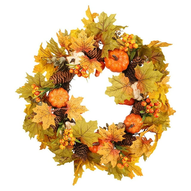 Corona de Otoño Zulema 7 Pulgadas de Calabaza y Hoja de Arce 45 cm