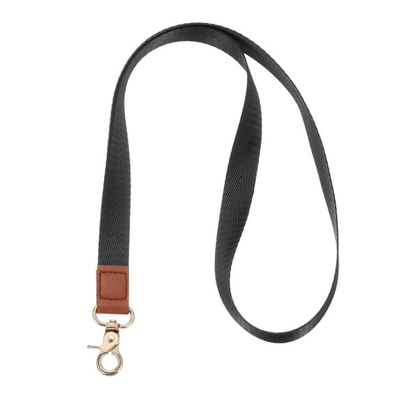 Uxcell Key Lanyard, Modern Neck Keychain ID Badges Lanyards, Long Cute Wallets Holder Strap with Metal Clasp Black