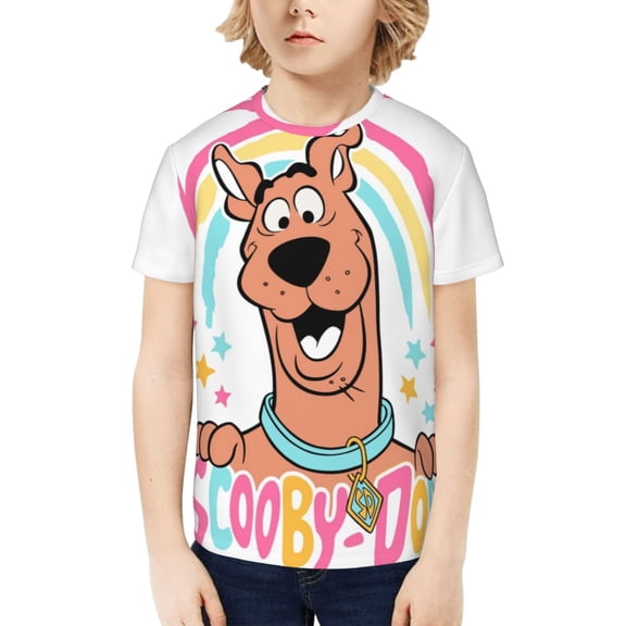 Scooby Doo Boys Girls T-Shirts Graphic Print Short Sleeve Tops Casual Crew Neck T-Shirt Streetwear for Youth Kids