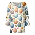 thumbnail image 3 of Fshinging Shirts For Women Tees Tops Easter 3/4 Sleeve Eggs Rabbit Graphic Crew Neck Tunic Blouse White XXXXL, 3 of 3