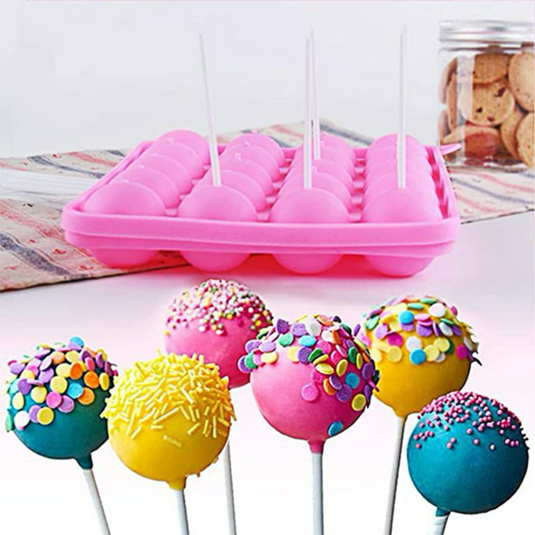 Cake Pop Pan Silicone 20 Round Shaped Lollipop Mold Tray, Size: One size, Pink