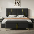 thumbnail image 2 of Black 2-Piece Bedroom Set: Queen Size Upholstered Platform Bed with Hydraulic Storage System & Storage Ottoman with Metal Legs​, 2 of 9