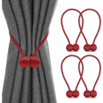 thumbnail image 1 of Juego de 4 amarres de cortina, amarres de cortina magnéticos, hebillas de cortina trenzadas magnéticas para decoración de la oficina en casa (rojo), 1 of 4