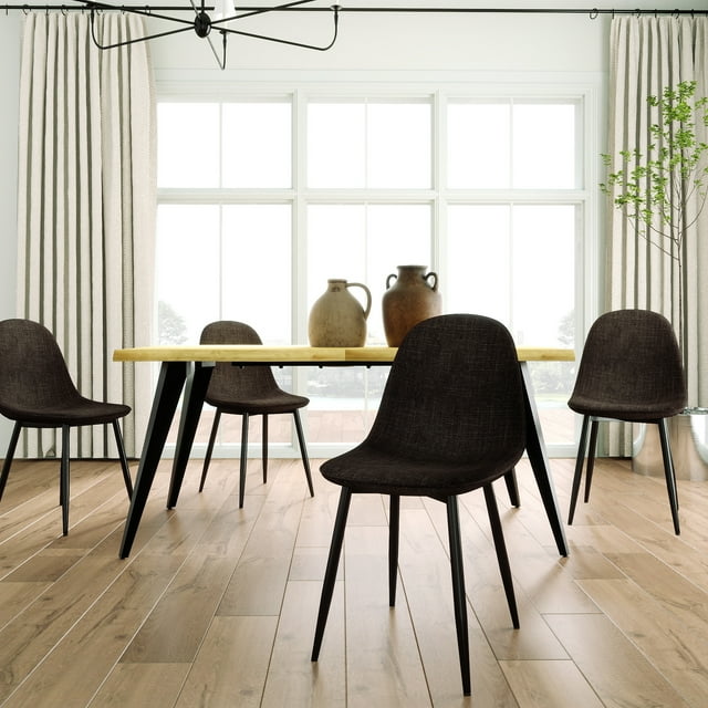 Homy Casa Modern Rectangular 5-Piece Dining Set for Dining Room, Faux Wood Table with 4 Upholstered Chairs