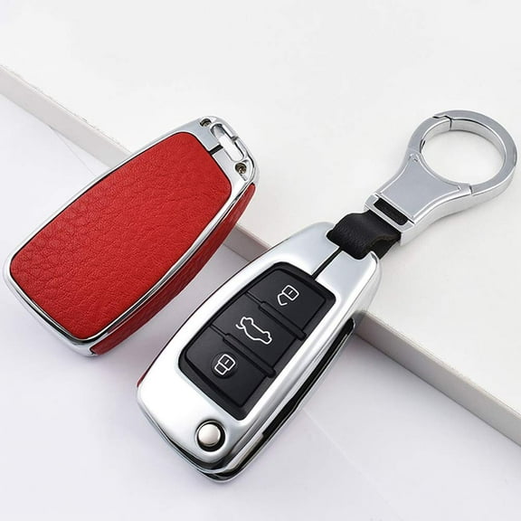 Flip Key Fob Case for Audi A1 A3 A6 Q3 Q5 TT S3 Keyless Entry Remote Keychain Holder Metal Leather Key Protector Cover