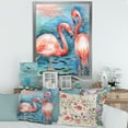 thumbnail image 3 of Designart 'Pink Flamingos Love Birds In Blue Water I' Farmhouse Framed Art Print, 3 of 4